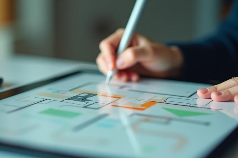 Mano che disegna su un tablet digitale, simbolo di innovazione e creatività